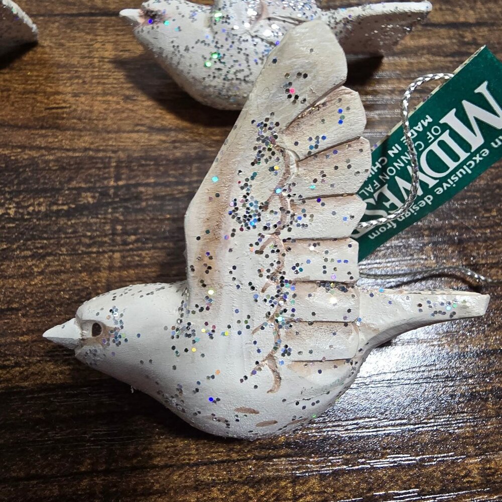 Set of 4 Glittery Dove Hanging Ornaments by Midwest of Canon Falls - Picture 3 of 10